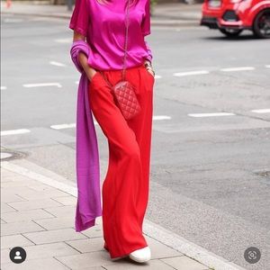 Zara red linen pants L
